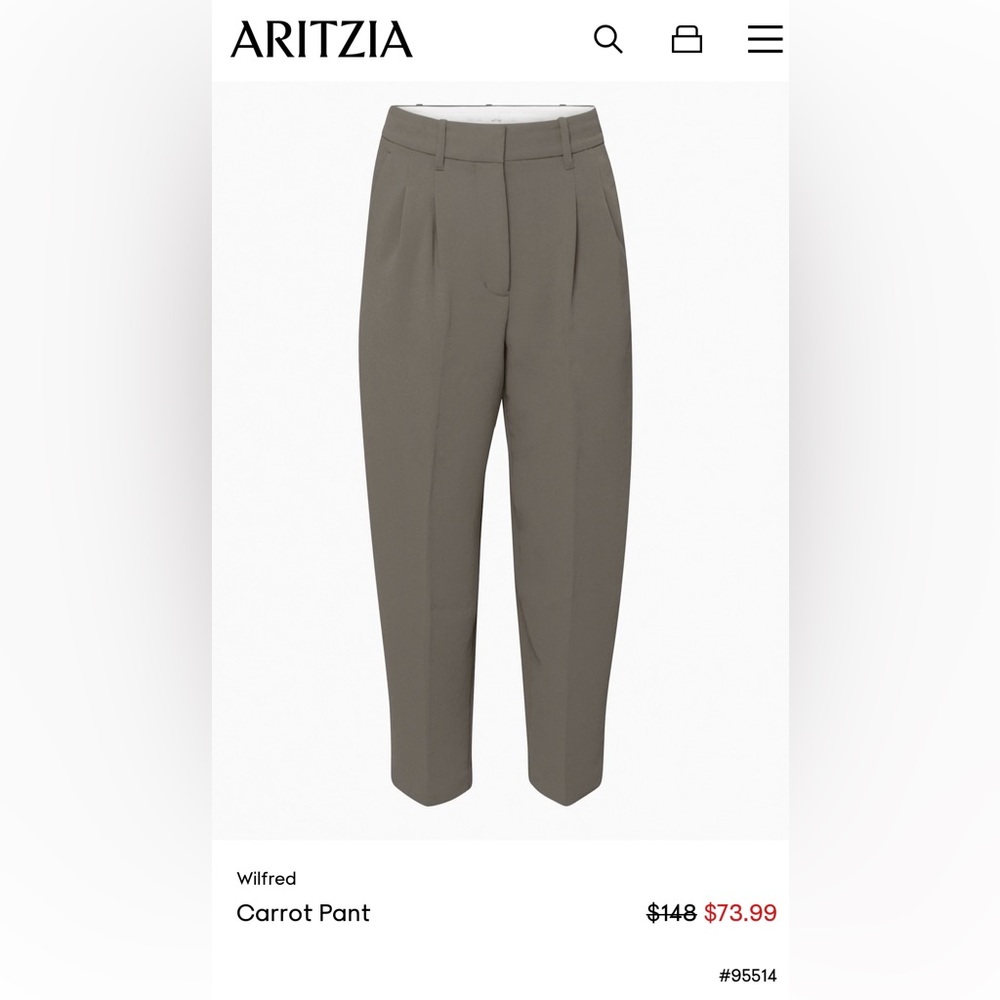 Aritzia Wilfred Sz 4 Carrot Pants in Grey / Taupe Size 4